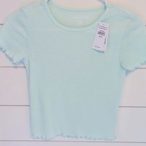 American Eagle aqua waffle knit tee
